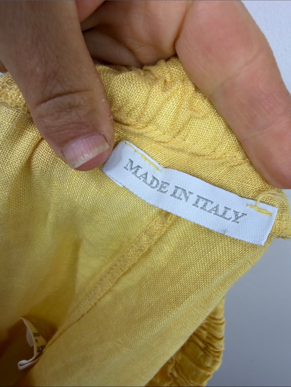 Linen Pants Womens One Size Medium Yellow Wide Leg Side Split Made in Italy - Picture 10 of 12